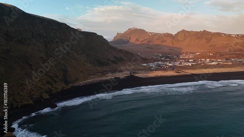 Black sand beach and cliffs Iceland