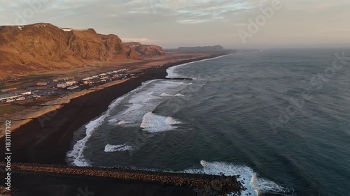 Black sand beach and cliffs Iceland
