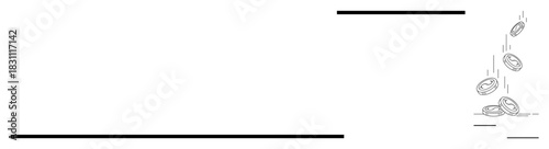 Coins cascading downward with stacking progression. Ideal for finance, investment, growth, savings, stability, success planning, wealth management. Clean and simple flat metaphor