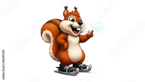 Ice Skating Squirrel: This illustration captures a charming squirrel gracefully ice skating. With a joyous expression, it brings to life the whimsy of winter.