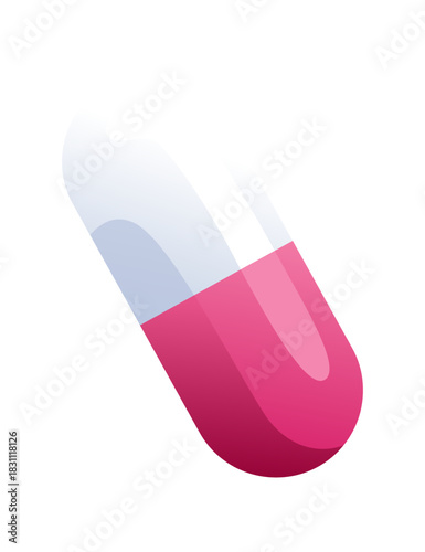 An Artistic Representation of a Pink and White Capsule Illustration