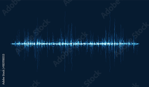 Abstract wave sound illustration made of lines and dots. Music, audio, frequency, and signal in futuristic digital background. Equalizer, pulse flow for technology, media party concept. Vector design