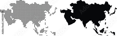 Hand made Asia map vector illustration showing a dotted and solid version useful for geographic and design projects By illustrator