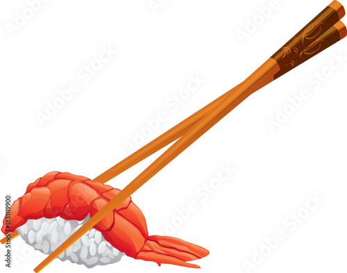 shrimp tempura  food vector illustration drawing art japanese chopsticks