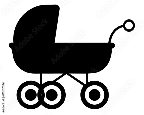 baby stroller pram simple silhouette vector  illustration