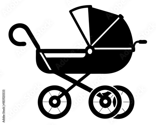 baby stroller pram simple silhouette vector  illustration