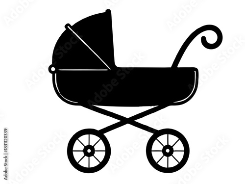 baby stroller pram simple silhouette vector  illustration