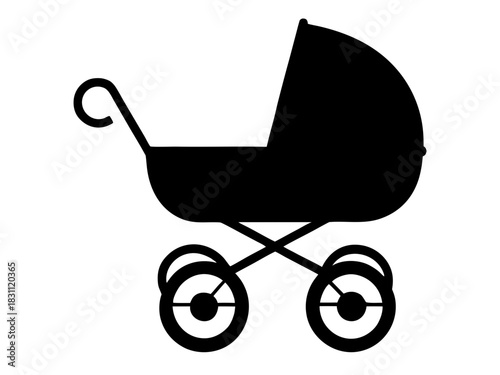baby stroller pram simple silhouette vector  illustration