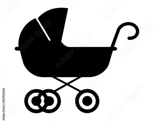 baby stroller pram simple silhouette vector  illustration