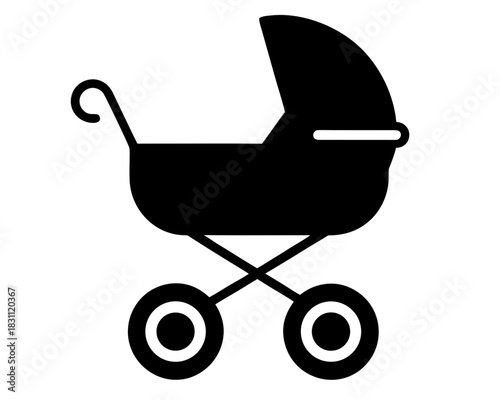 baby stroller pram simple silhouette vector  illustration