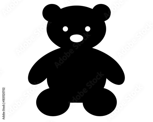 teddy bear simple black silhouette vector 