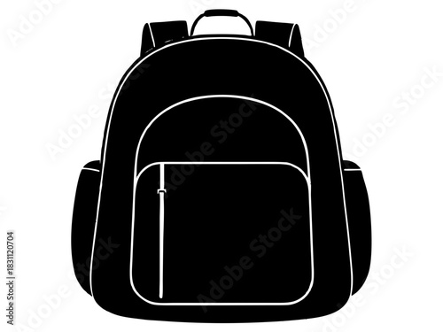 school backpack simple black silhouette vector 