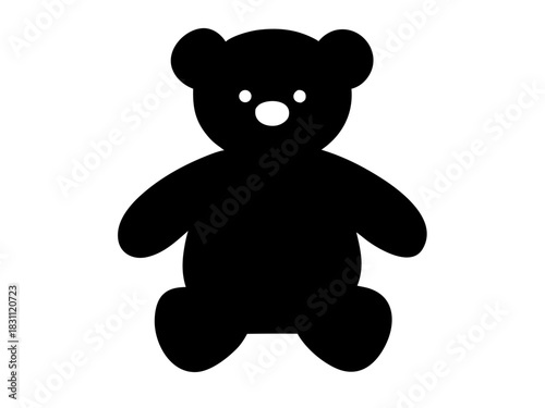 teddy bear simple black silhouette vector 