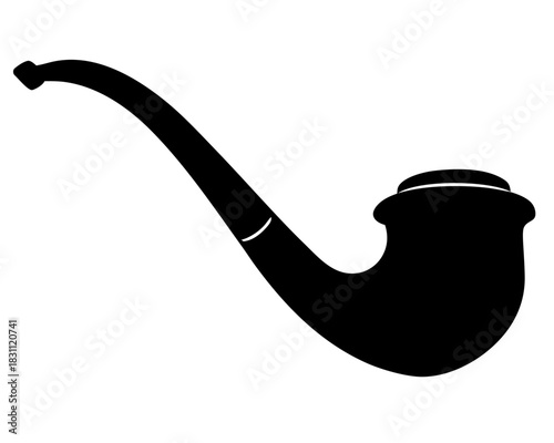 tobacco pipe black silhouette vector icon,smoking pipe silhouette