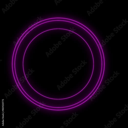 Concentric Neon Purple Rings On A Black Background
