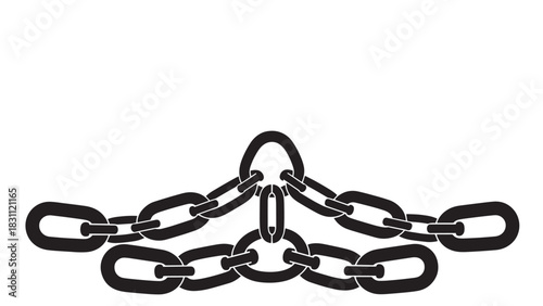 Interlinked metal chain segments forming a continuous industrial object.