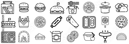 A Collection of Food Icons Burgers, Pizzas, and More
