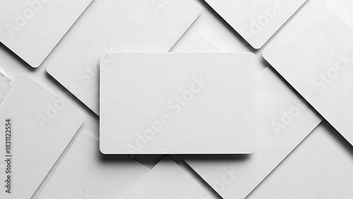 Blank textured white business cards mockup with rounded corners