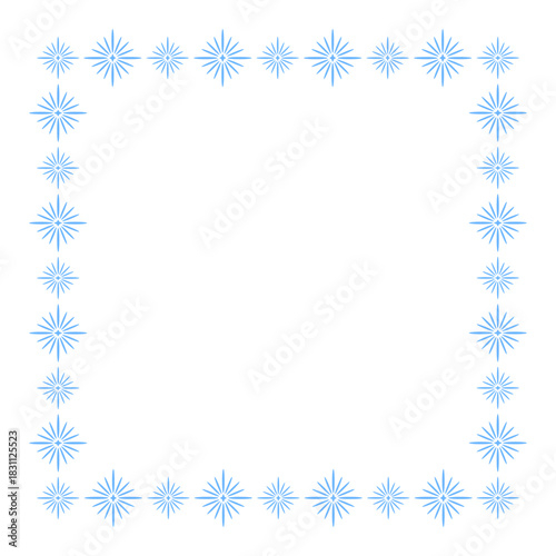 Christmas frame of snowflakes. Empty, with place for text. Decorative element for blank, poster, banner, card, background. Isolated on white. Vector illustration.