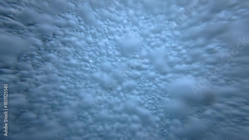 Air bubbles underwater in a pool, slow motion
