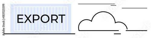 Export container beside cloud emphasizes international shipping, trade, and cloud-based logistics. Ideal for global commerce, supply chain, international economy, import-export, business, shipping