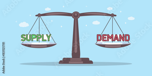 Supply and demand balanced on a scale