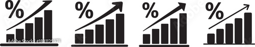 Growing graph icon set. Collection of growth charts. Progress symbol. Improved graphics. Profit growth icon. Growth success arrow icon.