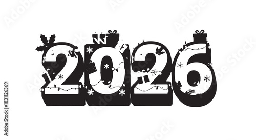 Stylized 2026 year graphic with leafy pattern and decorative texture.