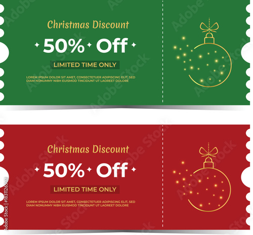 Christmas Coupon With Christmas Ornament and Glitter Light