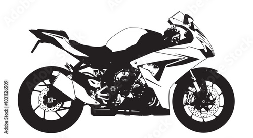 Silhouette of a sleek sport motorcycle ready for the road.