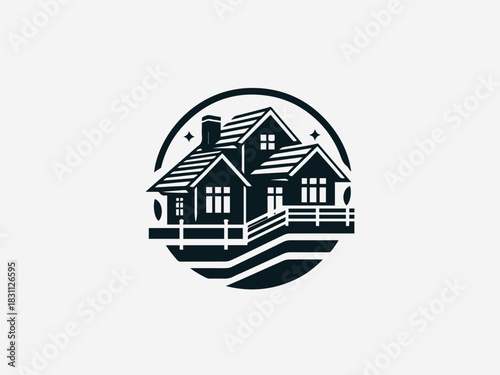 House Roof Wrapping black vector logo illustration