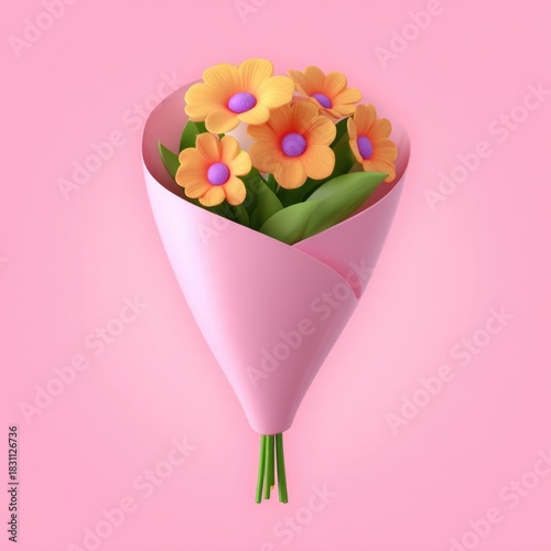 Flower Bouquet in Pink Vase