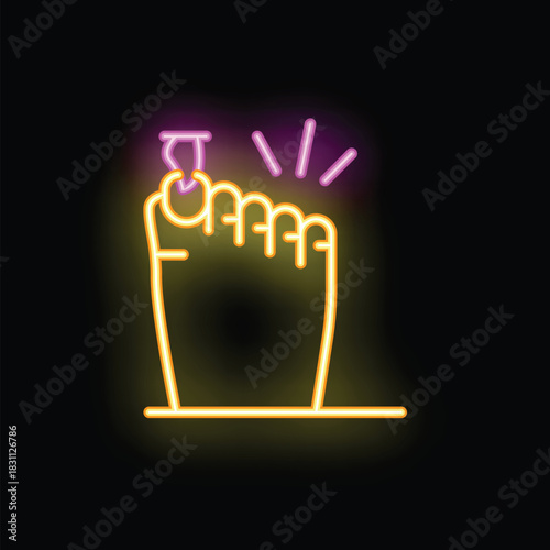 Neon sign depicting a foot dropping a ring, symbolizing the end of a marriage
