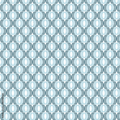 Retro Geometric Oval Pattern in Blue Tones - Mid Century Modern Wavy Lines Background