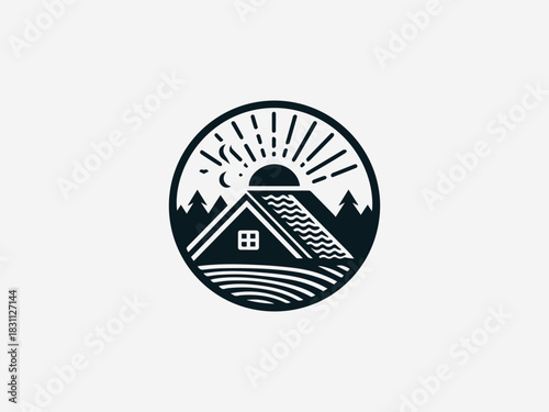 House Roof Wrapping black vector logo illustration