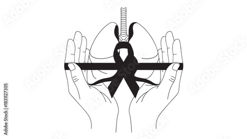 Abstract vector illustration of hands supporting a human figure within a circle, expressing unity, care, and spirituality.