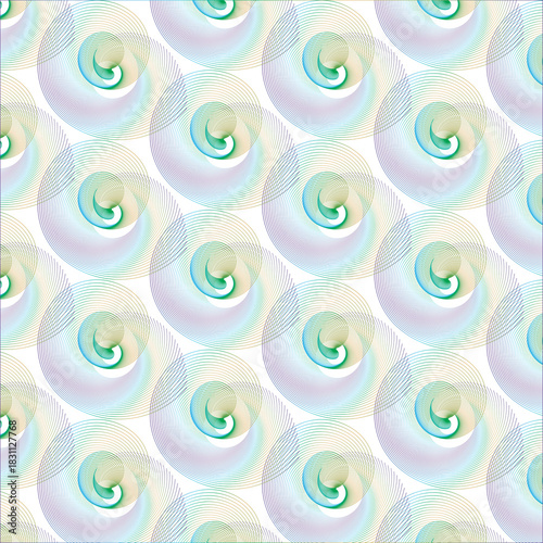 Vector seamless circle pattern background with vintage color retro swirl tile textile texture