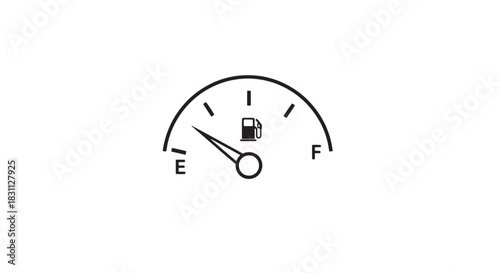 Close up of a fuel gauge indicator showing a mid to near full level on a vehicle dashboard dial.