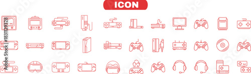 Collection of minimalist line art icons representing various everyday objects and concepts