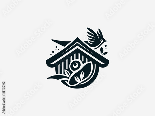 Bird House Roof black vector logo illustration
