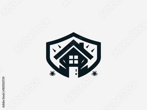 Strong reinforced house roof symbol illustrated in bold clean black vector logo design for protection concept