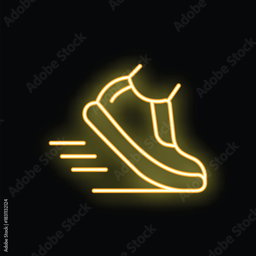 Neon sign of a running shoe leaving speed lines is a great image for representing running, speed, and athleticism