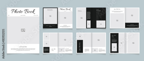 Elegant Photo Book Template | Minimal Wedding & Family Photo Album Layout | Clean Printable Book Design