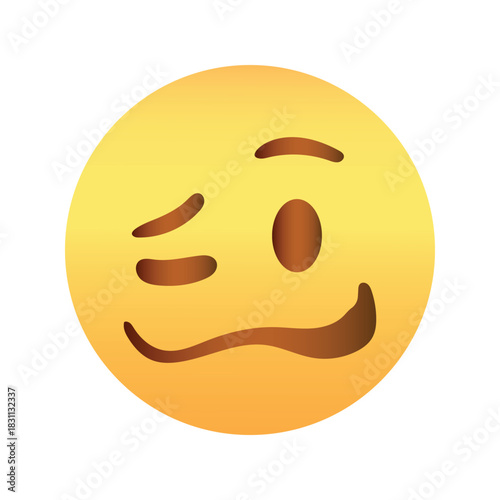 Playful Winking Emoji .Winking wavy mouth face emoticon.