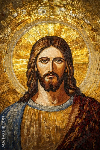 Jesus christ mosaic art depicting sacred religious figure