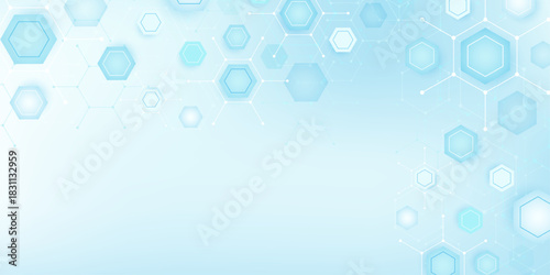 Health care abstract background with lines, dots and hexagons. Medical innovation banner template concept. illustration.