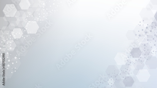 Health care or medical abstract background with hexagons, lines and dots. Scientific innovation banner template concept. Biology and pharmaceutical technology background. Vector illustration.