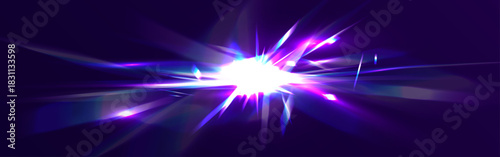 Crystal light leak with iridescent prism streaks, neon rainbow glare and holographic reflections. Shimmering crystal shards and radiant lens flares create a vibrant futuristic abstract overlay.