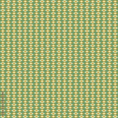 Geometric pattern with diamonds in pale yellow, gold, and army green.
