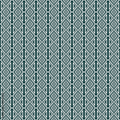 Geometric shapes with rhombuses in dark green and white